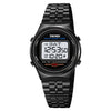 SKMEI 1882 Reloj de pulsera digital de acero inoxidable luminoso, resistente al agua, multifuncional, para hombre, 30 m (negro, blanco)