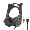 Auriculares para juegos con cable montados en la cabeza G35 Cute Cat RGB (negro)