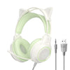 Auriculares para juegos con cable montados en la cabeza G35 Cute Cat RGB (verde)