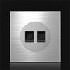 Panel de interruptores LED de dibujo de alambre de aluminio gris de 86 mm, estilo: enchufe de computadora dual