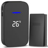 C302B Timbre inalámbrico para el hogar uno a uno Pantalla digital de temperatura Control remoto Buscapersonas para personas mayores, enchufe de EE. UU. (Negro)