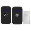 C302B Timbre inalámbrico para uno o dos hogares Pantalla digital de temperatura Control remoto Buscapersonas para personas mayores, enchufe del Reino Unido (blanco)