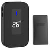 C303B Timbre inalámbrico doméstico uno a uno Pantalla digital de temperatura Control remoto Buscapersonas para personas mayores, enchufe del Reino Unido (negro)