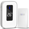 C303B Timbre inalámbrico doméstico uno a uno Pantalla digital de temperatura Control remoto Buscapersonas para personas mayores, enchufe del Reino Unido (blanco)