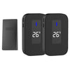 C303B Timbre inalámbrico para uno o dos hogares, pantalla digital de temperatura, control remoto, buscapersonas para personas mayores, enchufe de EE. UU. (negro)