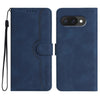 Funda de cuero con diseño de corazón para Google Pixel 10a (azul real)