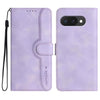 Funda de cuero con diseño de corazón para Google Pixel 10a (morado)