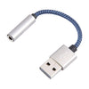Adaptador de audio USB macho a hembra de 3,5 mm con textura tejida (azul)