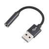 Adaptador de audio USB macho a hembra de 3,5 mm con textura tejida (negro)