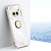 For Nothing Phone 2A XINLI Estuche a prueba de golpes de TPU con borde dorado y revestimiento recto 6D con soporte para anillo (blanco)