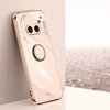 For Nothing Phone 2A XINLI Estuche a prueba de golpes de TPU con borde dorado y revestimiento recto 6D con soporte para anillo (rosa)
