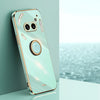 For Nothing Phone 2A XINLI Estuche a prueba de golpes de TPU con borde dorado y revestimiento recto 6D con soporte para anillo (verde menta)