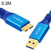 Cable trenzado USB 3.0 macho a micro USB 3.0 macho, longitud: 0,3 m (azul)