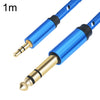 3662-3662BK Cable de audio para amplificador estéreo macho de 3,5 mm a macho de 6,35 mm, longitud: 1 m (azul)