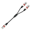 2055YMFF-05 Cable de audio XLR macho de 3 pines a hembra doble, longitud: 50 cm (negro + rojo)