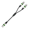 2055YMFF-05 Cable de audio XLR macho de 3 pines a hembra doble, longitud: 50 cm (negro + verde)