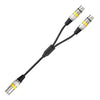 2055YMFF-05 Cable de audio XLR macho de 3 pines a hembra dual, longitud: 50 cm (negro + amarillo)
