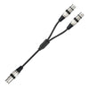 2055YMFF-05 Cable de audio XLR macho de 3 pines a hembra doble, longitud: 50 cm (negro + negro)