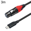 Cable de audio TY03RE tipo C macho a XLR hembra para micrófono dinámico, longitud: 3 m (negro)