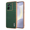 Para Redmi K60 Ultra AZNS Caja de teléfono de cobertura total con textura de cocodrilo con marco galvanizado (verde)