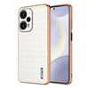 Para Redmi Note 12 Turbo AZNS Marco galvanizado Textura de cocodrilo Estuche para teléfono de cobertura total (Blanco)