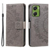 Funda de cuero con relieve de flor de tótem para Motorola Moto G06 4G con cordón (gris)