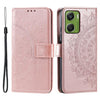 Funda de cuero con relieve floral para Motorola Moto G06 4G con cordón (oro rosa)