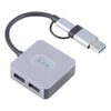 BYL-2320A Adaptador HUB de 4 puertos USB + USB-C / Type-C a USB + USB-C / Type-C 4 en 2 (gris)