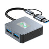 BYL-2320 Adaptador HUB de 4 puertos USB + USB-C/Tipo-C a USB 3.2 4 en 2 (gris)