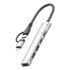 Adaptador HUB multifunción 5 en 2, interfaz: USB-C / Type-C + 8 pines (plateado)