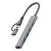 Adaptador HUB multifunción 5 en 2, interfaz: USB-C/Tipo-C + 8 pines (gris)