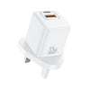 Cargador de carga rápida REMAX RP-U26 33 W USB + USB-C / Tipo-C GaN, especificación: enchufe británico (blanco)