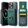 Funda para teléfono con tapa trasera RFID y billetera desmontable DG.MING K1 MagSafe para iPhone 16 Pro (verde)
