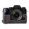 Para FUJIFILM X-T1 Base de media caja para cámara de cuero PU con textura de búfalo (café oscuro)