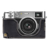 Para FUJIFILM X100VI Base de media caja para cámara de cuero PU brillante (negro)
