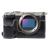 Estuche de media carcasa de cuero sintético brillante para cámara Sony ILCE-7CM2/Alpha 7C II (negro)
