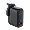 Cargador LDNIO Q366 de 65 W con puerto USB + doble tipo C y cable de datos USB-C/Tipo-C a USB-C/Tipo-C, tipo de enchufe: enchufe británico (negro)
