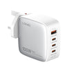 Cargador de interfaz USB+3 USB-C/Tipo C GaN de 100 W LDNIO Q408 con cable de datos USB-C/Tipo C a USB-C/Tipo C de 100 W, tipo de enchufe: enchufe británico (blanco)