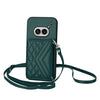 Estuche para teléfono con textura rómbica y RFID para tarjetas y cordón largo For Nothing Phone 2a (verde)