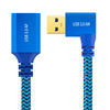 Cable alargador USB 3.0 hembra a USB 3.0 macho con codo lateral para disco USB, ratón, teclado e impresora, longitud: 1 m (azul)