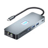 Estación de acoplamiento tipo C 11 en 1 BYL-2411 con 3 puertos USB 3.0, PD100W, SD/TF, RJ45, tipo C, VGA, HDTV y conector de 3,5 mm