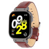 Correa de reloj de cuero genuino con marco de metal negro para Redmi Watch 4 (rojo vino)