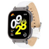 Correa de reloj de cuero genuino con marco negro de metal para Redmi Watch 4 (blanco)