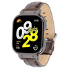 Correa de reloj de cuero genuino con marco de metal negro para Redmi Watch 4 (marrón bambú)