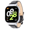 Correa de reloj de cuero genuino con marco plateado de metal para Redmi Watch 4 (negro)