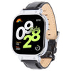 Correa de reloj de cuero genuino con marco plateado de metal para Redmi Watch 4 (negro bambú)