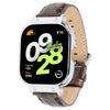 Correa de reloj de cuero genuino con marco plateado de metal para Redmi Watch 4 (marrón bambú)