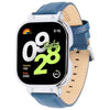 Correa de reloj de cuero genuino con marco plateado de metal para Redmi Watch 4 (azul)