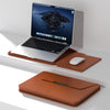 Bolsa de forro dividido con soporte magnético de PU para computadora portátil multifuncional con función de alfombrilla para mouse, tamaño: 15 pulgadas (marrón)