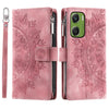 Funda de piel con cremallera y tarjetero para Motorola Moto G06 4G (rosa)